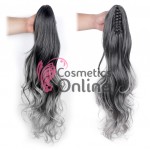 Extensie de par coada ondulata cu cleste 55 cm Brunet cu Cenusiu Ombre Cod 52101T0906#